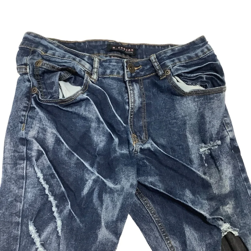 M. Society Skinny Jeans Sz 30W 30L Distressed